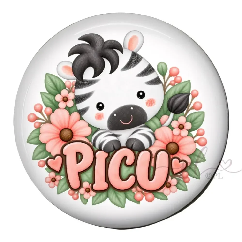 PICU Nurse Badge Reel Pediatric Intensive Care Cute Zebra Floral ID Holder Gift